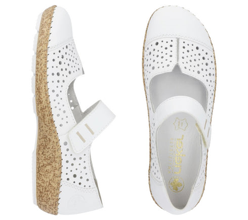 Pantofi casual, dama, RIEKER ANTISTRESS, 44880-80 alb, piele ecologica